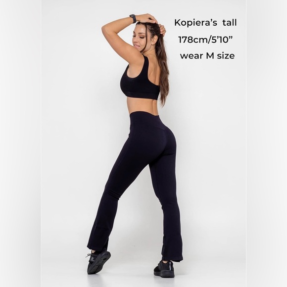 SUUKSESS Women Ribbed Seamless Flare Leggings Bootcut High Waist Yoga Pants - Picture 3 of 9